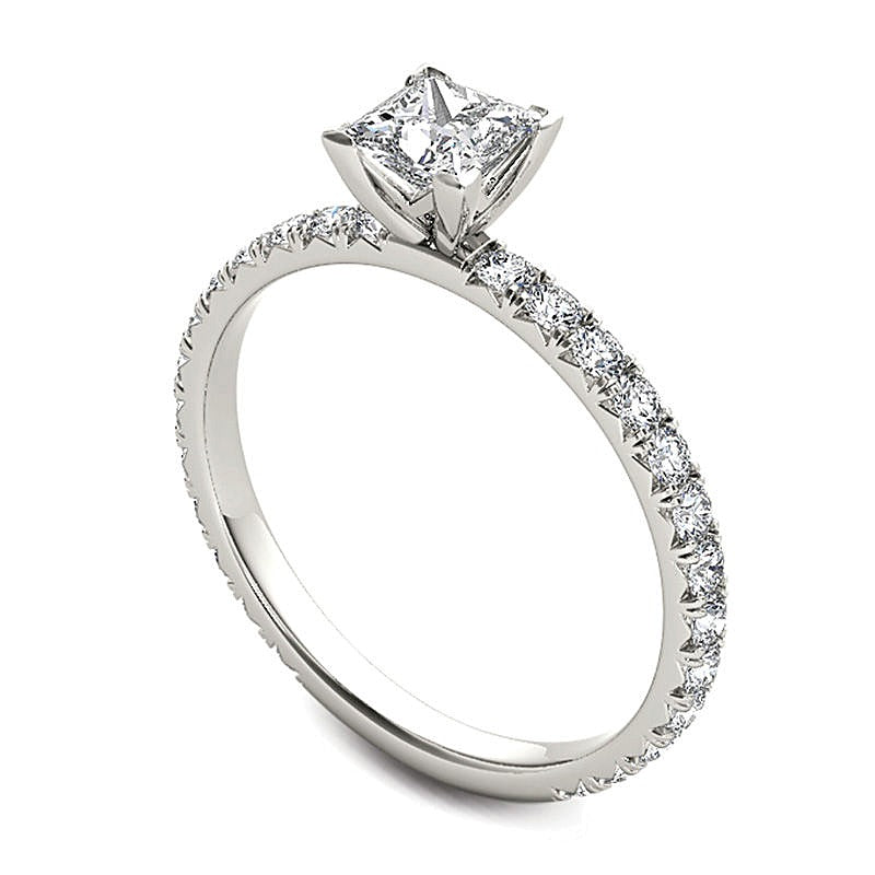 1.0 CT. TW Princess-Cut Diamond Engagement Ring in 14K White Gold