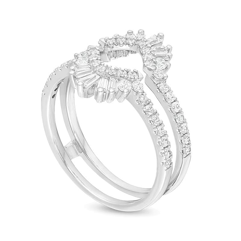 0.75 CT. TW Diamond Starburst Solitaire Enhancer in 14K White Gold