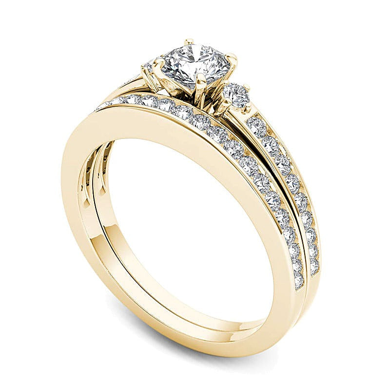 1.0 CT. TW Diamond Tapered Shank Bridal Set in 14K Gold