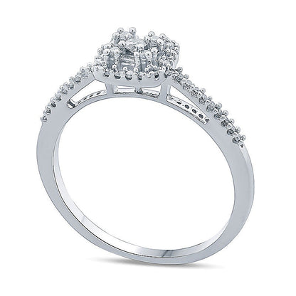 0.25 CT. TW Composite Diamond Square Frame Promise Ring in 10K White Gold