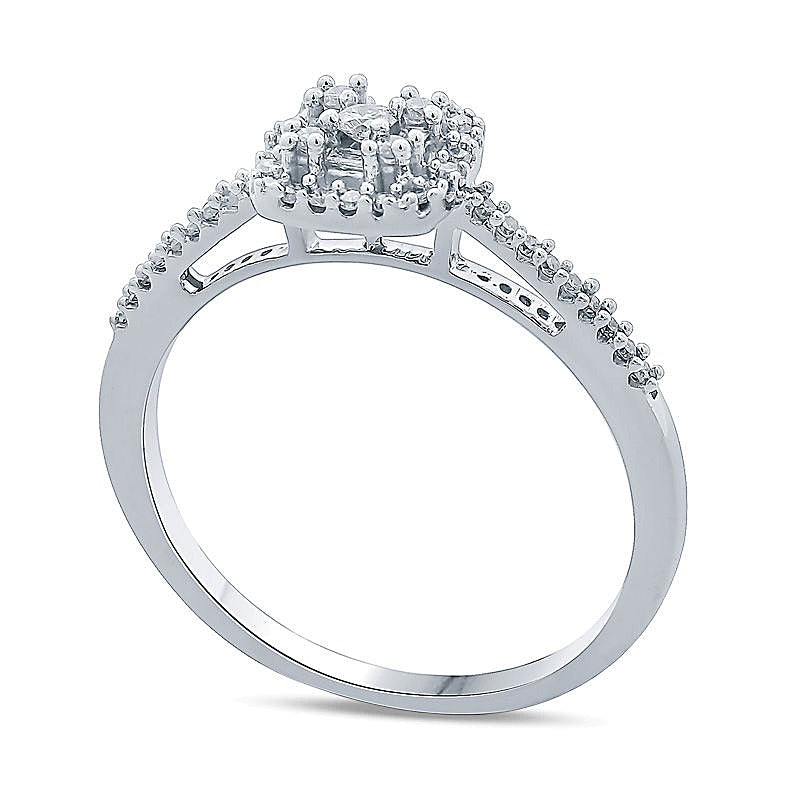 0.25 CT. TW Composite Diamond Square Frame Promise Ring in 10K White Gold