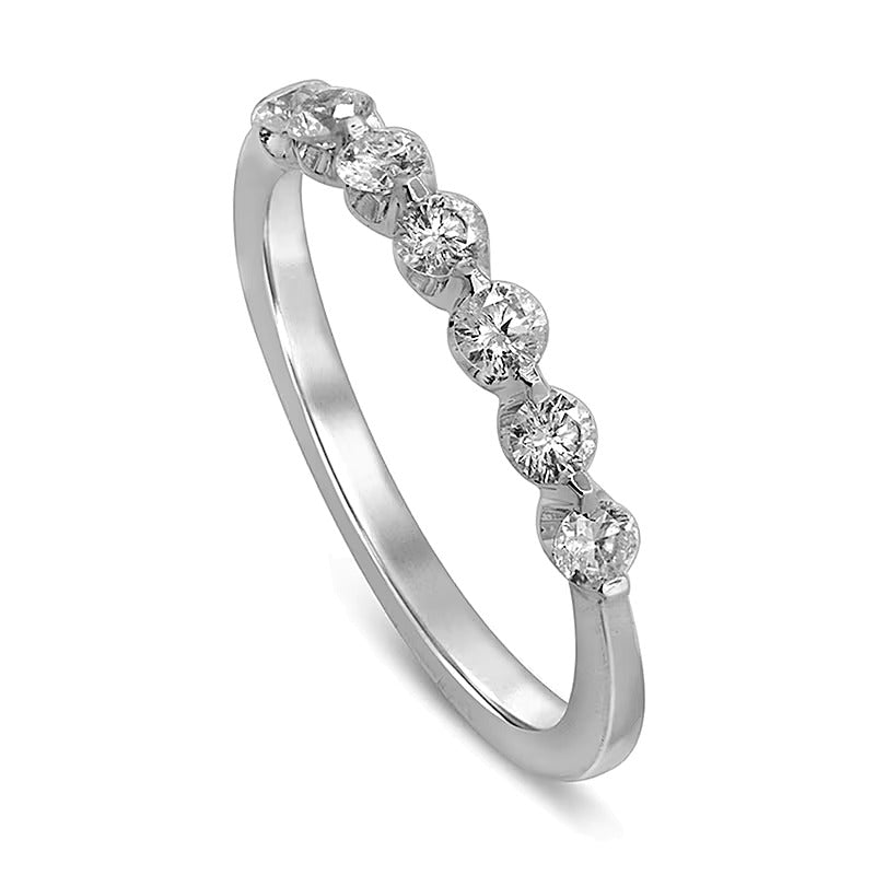0.5 CT. TW Diamond Seven Stone Anniversary Band in 10K White Gold