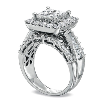 3.0 CT. TW Quad Princess-Cut Diamond Engagement Ring in 14K White Gold