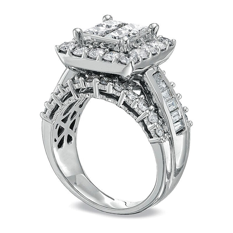 3.0 CT. TW Quad Princess-Cut Diamond Engagement Ring in 14K White Gold