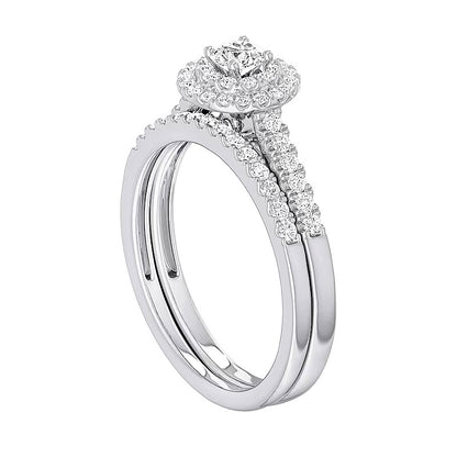 0.5 CT. TW Diamond Double Frame Bridal Set in Sterling Silver