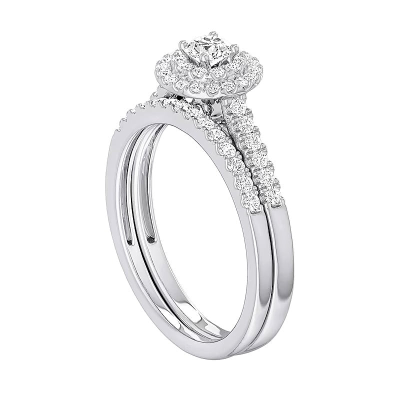 0.5 CT. TW Diamond Double Frame Bridal Set in Sterling Silver