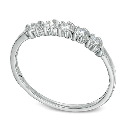 0.2 CT. TW Diamond Five Stone Wedding Band in 10K White Gold