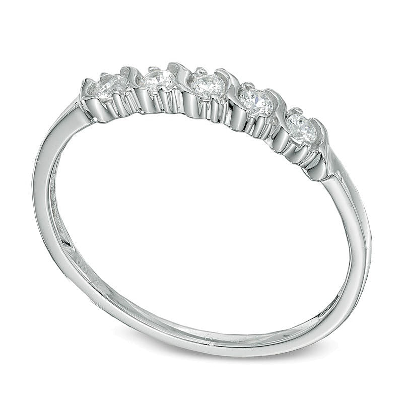 0.2 CT. TW Diamond Five Stone Wedding Band in 10K White Gold