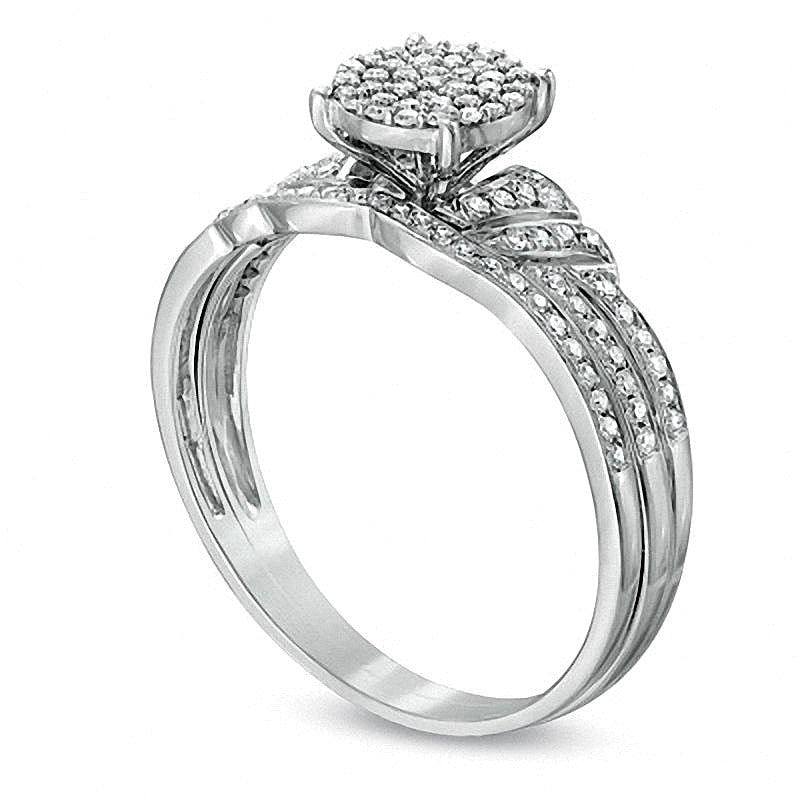0.25 CT. TW Diamond Cluster Bridal Set in 10K White Gold