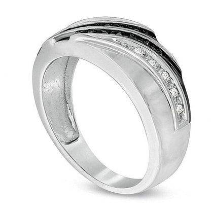 0.2 CT. TW Enhanced Black and White Diamond Ring in 10K White Gold