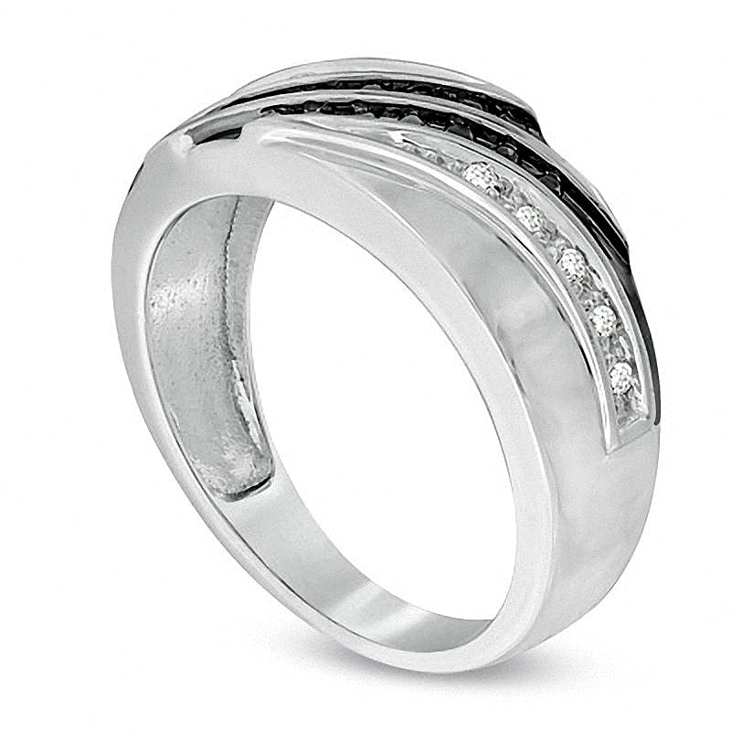 0.2 CT. TW Enhanced Black and White Diamond Ring in 10K White Gold