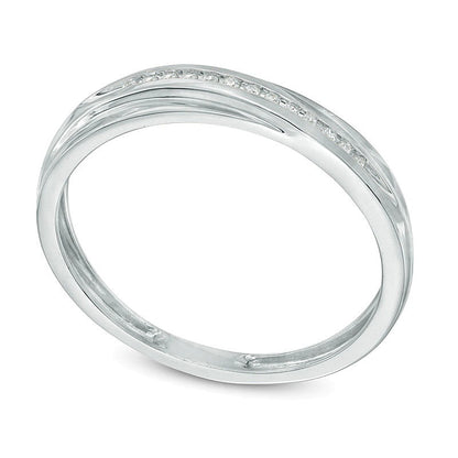 1/20 Diamond Slant Wedding Band in 10K White Gold