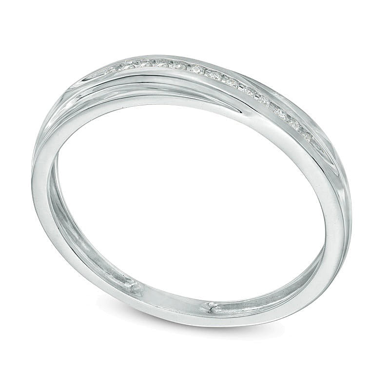 1/20 Diamond Slant Wedding Band in 10K White Gold