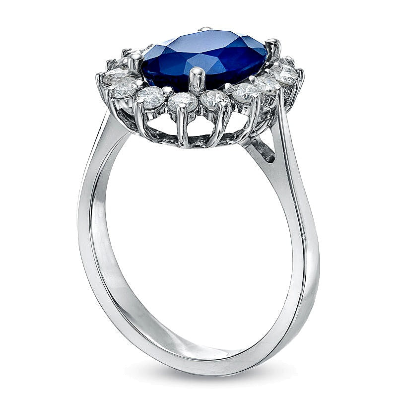 Your Stone Your Storyâ¢ Oval Blue Sapphire and 0.5 CT. TW Diamond Frame Ring in 14K White Gold