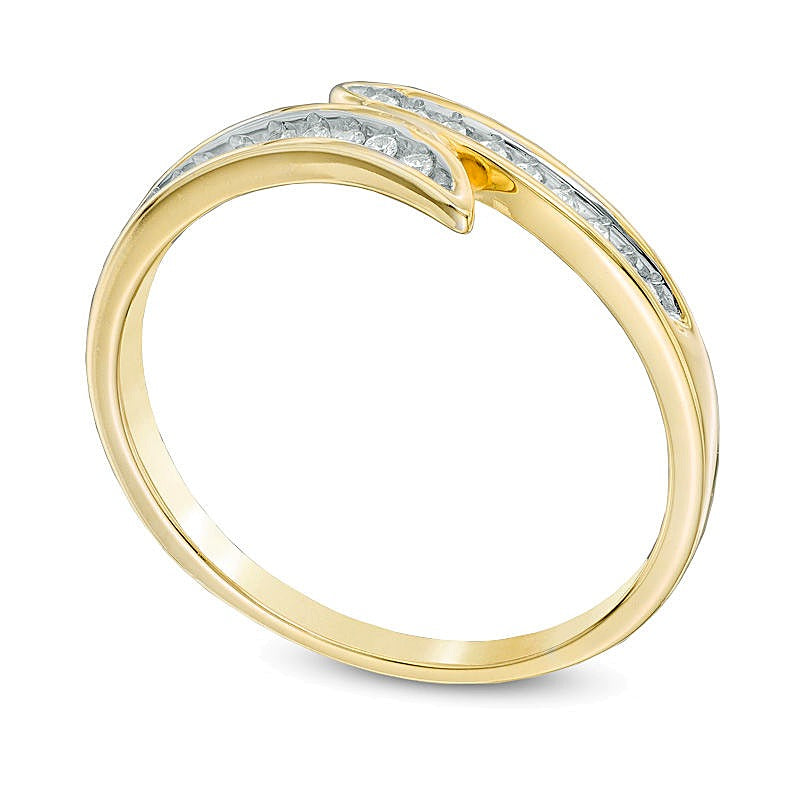 0.1 CT. TW Diamond Bypass Ring in 10K Gold