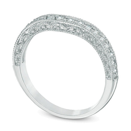 0.33 CT. TW Diamond Contour Vintage-Style Anniversary Band in 14K White Gold