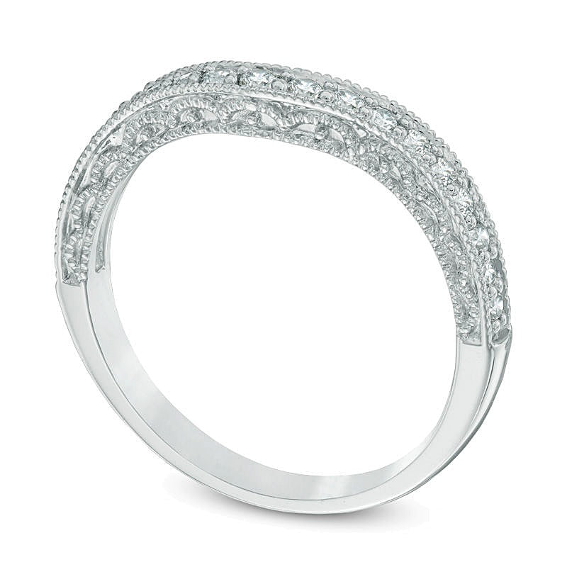 0.33 CT. TW Diamond Contour Vintage-Style Anniversary Band in 14K White Gold