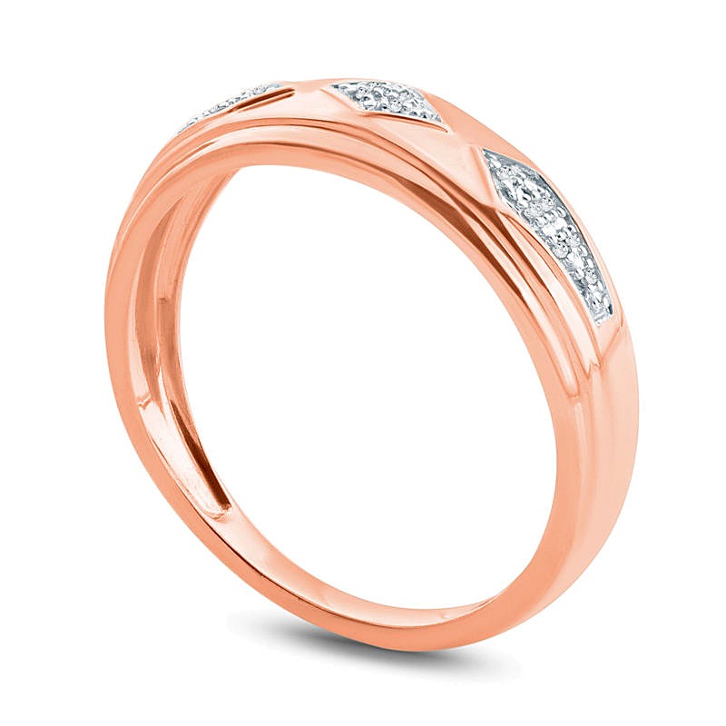 Diamond Accent Retro Geometric Wedding Band in 10K Rose Gold