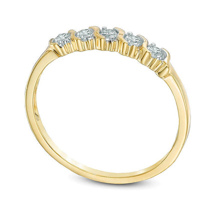 0.2 CT. TW Diamond Five Stone Wedding Band in 10K Gold