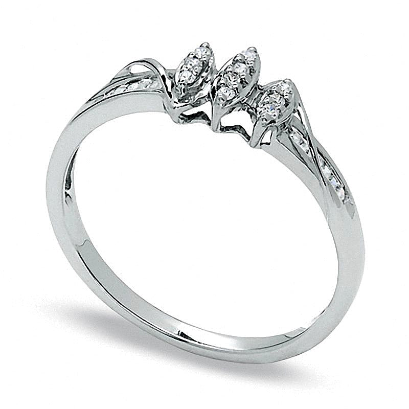 0.07 CT. TW Diamond Marquise Cluster Promise Ring in 10K White Gold