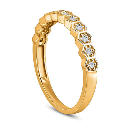 0.1 CT. TW Diamond Hexagon Stackable Band in 10K Gold