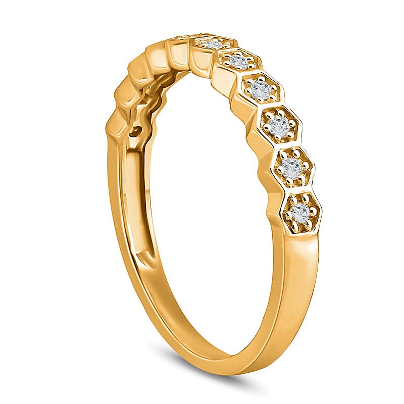 0.1 CT. TW Diamond Hexagon Stackable Band in 10K Gold