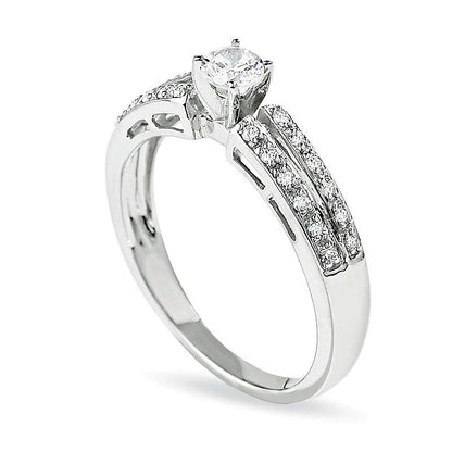 0.25 CT. TW Diamond Split Shank Promise Ring in 10K White Gold