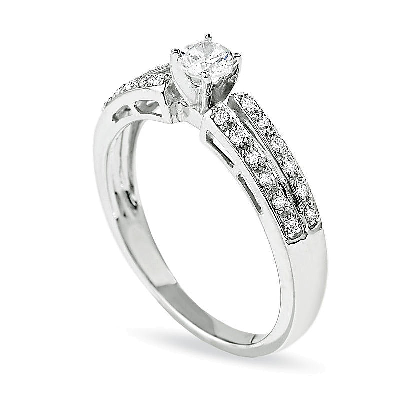 0.25 CT. TW Diamond Split Shank Promise Ring in 10K White Gold