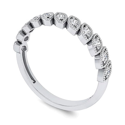 0.2 CT. TW Diamond Marquise Slant Vintage-Style Band in 10K White Gold