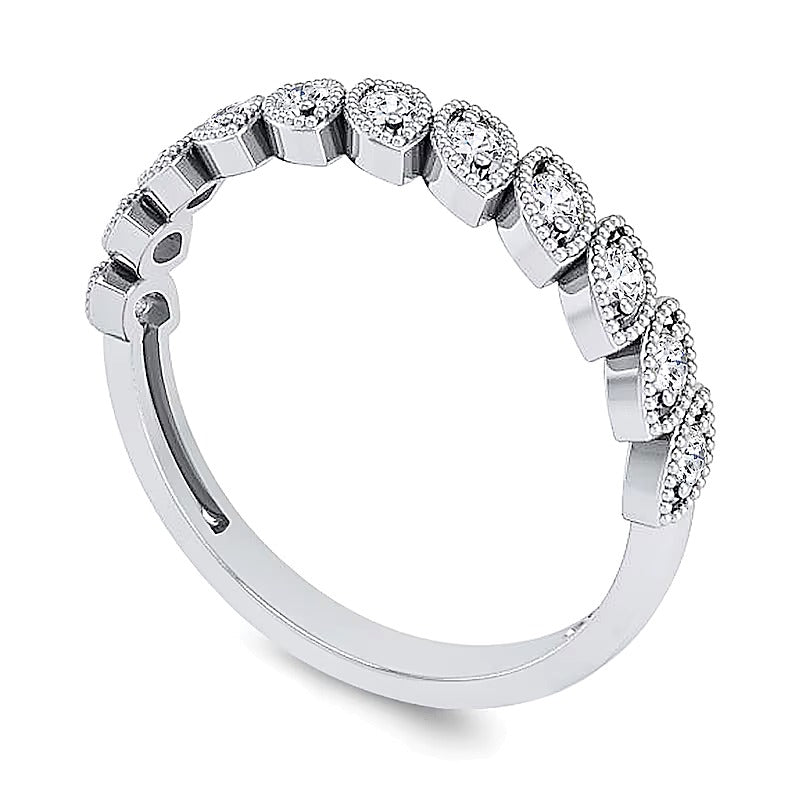0.2 CT. TW Diamond Marquise Slant Vintage-Style Band in 10K White Gold
