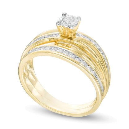 0.2 CT. TW Diamond Slant Bridal Set in 10K Gold