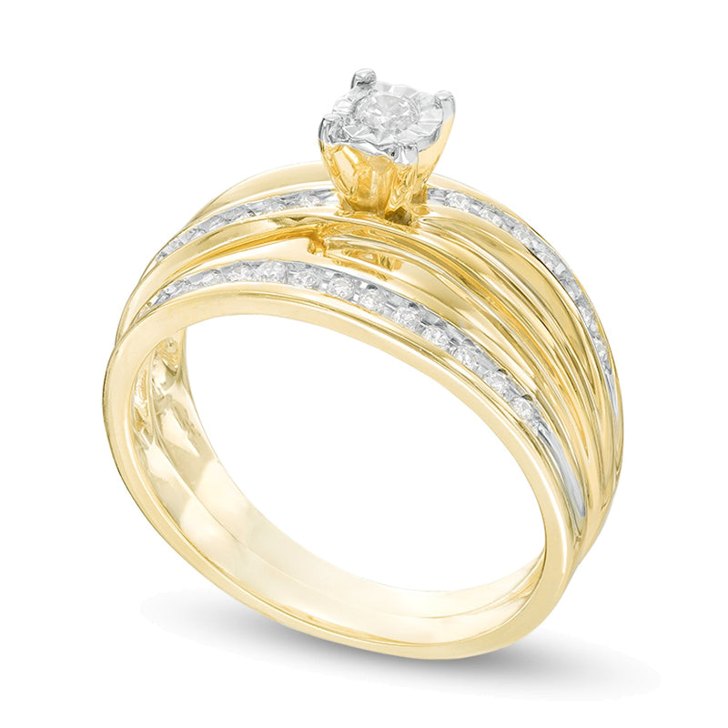 0.2 CT. TW Diamond Slant Bridal Set in 10K Gold