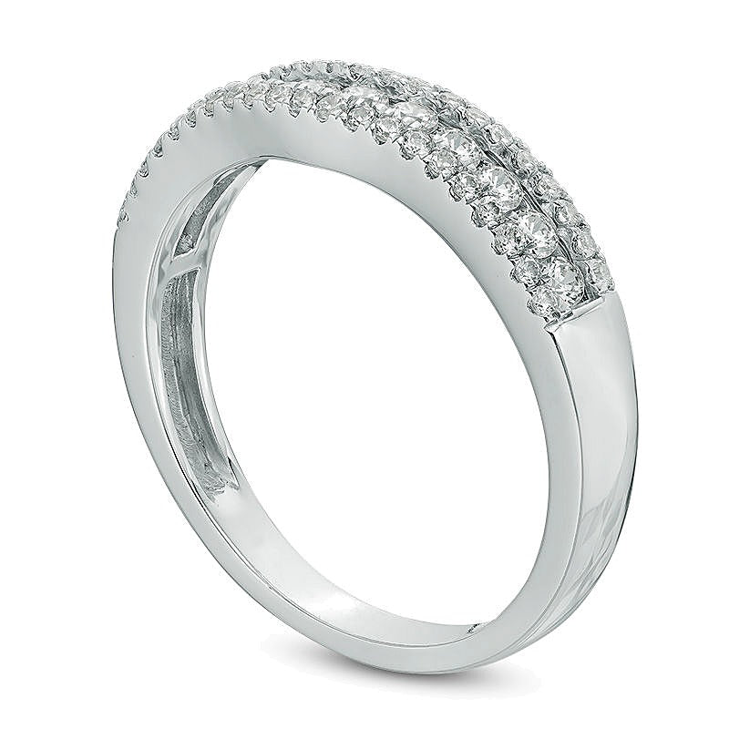 0.5 CT. TW Diamond Triple Row Contour Wedding Band in 10K White Gold
