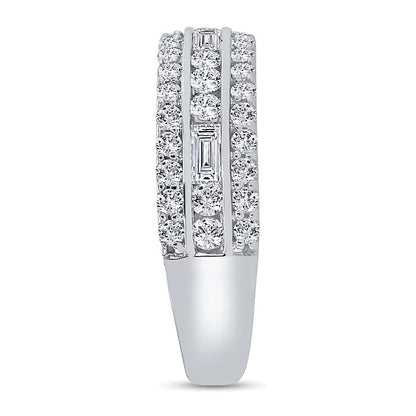 1.0 CT. TW Baguette Diamond Edge Triple Row Band in 10K White Gold
