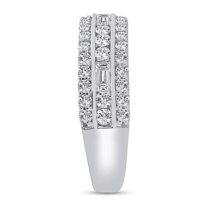1.0 CT. TW Baguette Diamond Edge Triple Row Band in 10K White Gold