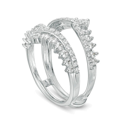 1.25 CT. TW Diamond Bypass Chevron Solitaire Enhancer in 14K White Gold