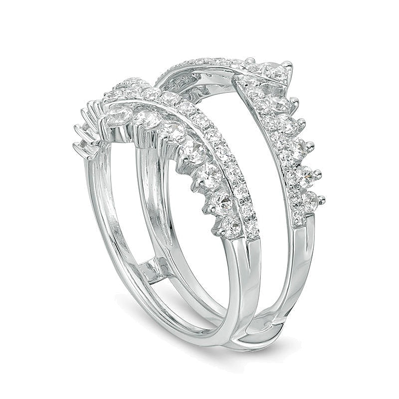 1.25 CT. TW Diamond Bypass Chevron Solitaire Enhancer in 14K White Gold