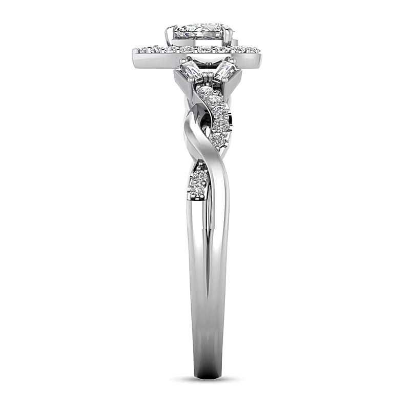 0.33 CT. TW Pear-Shaped Diamond Frame Twist Shank Ring in 10K White Gold