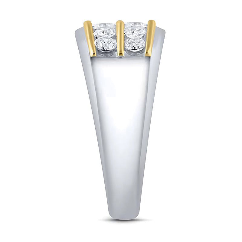 1.0 CT. TW Lab-Grown Diamond Double Row Band in 10K Two-Tone Gold (F/VS2)