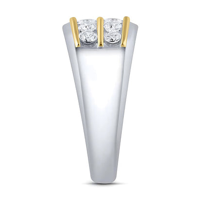 1.0 CT. TW Lab-Grown Diamond Double Row Band in 10K Two-Tone Gold (F/VS2)
