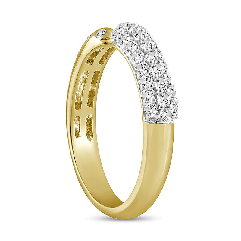 0.5 CT. TW Diamond PavÃ© and Bubbles Open Shank Ring in 10K Gold