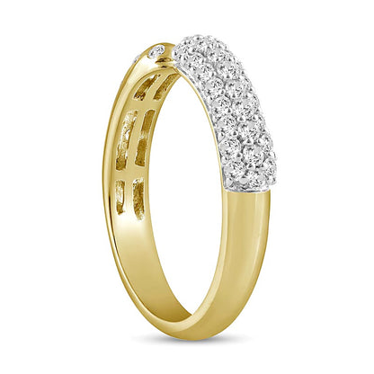 0.5 CT. TW Diamond PavÃ© and Bubbles Open Shank Ring in 10K Gold