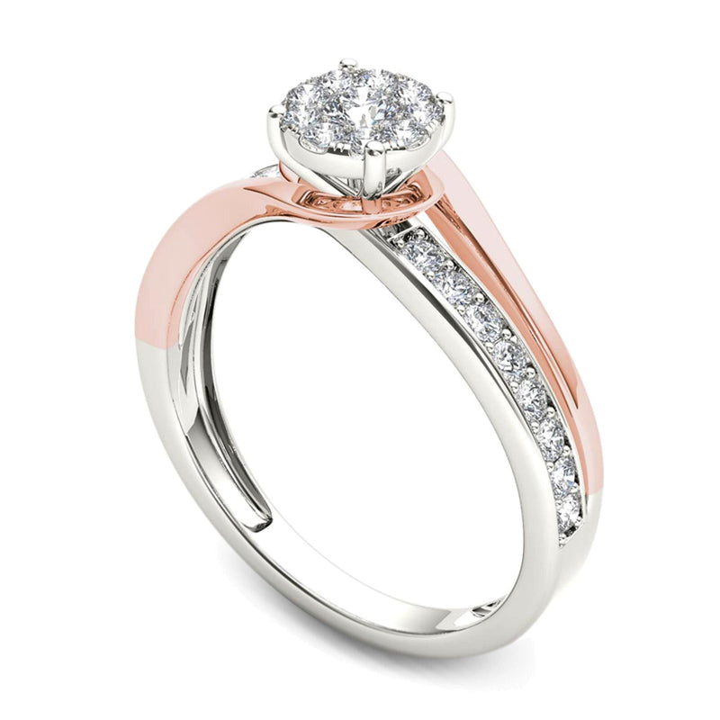 0.38 CT. TW Diamond Frame Bypass Engagement Ring in 14K Two-Tone Gold
