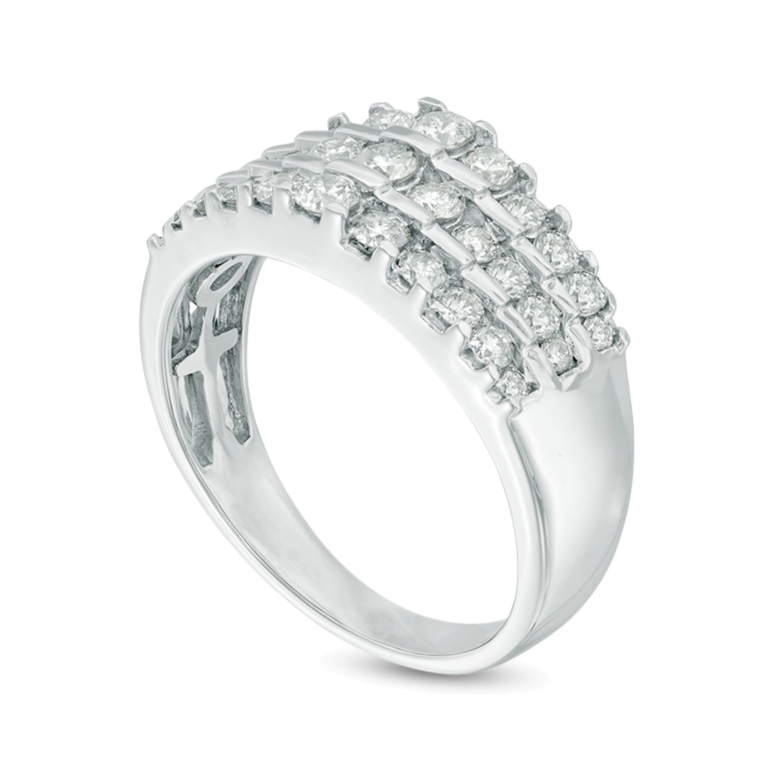 1.0 CT. TW Diamond Three Row Tiered Band in 14K White Gold