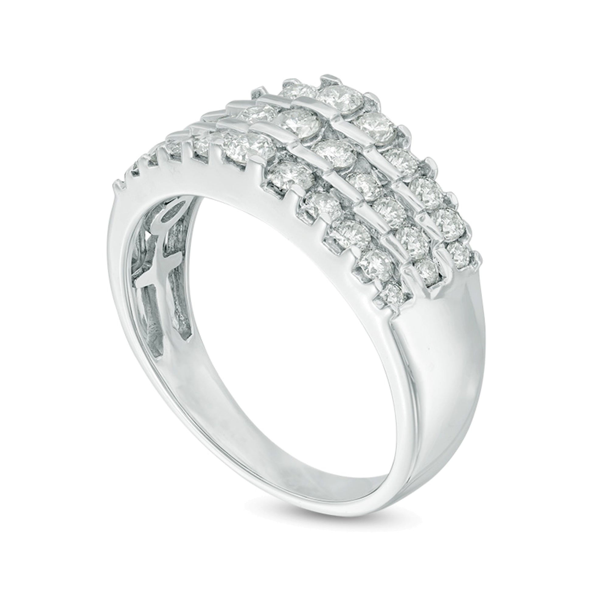 1.0 CT. TW Diamond Three Row Tiered Band in 14K White Gold