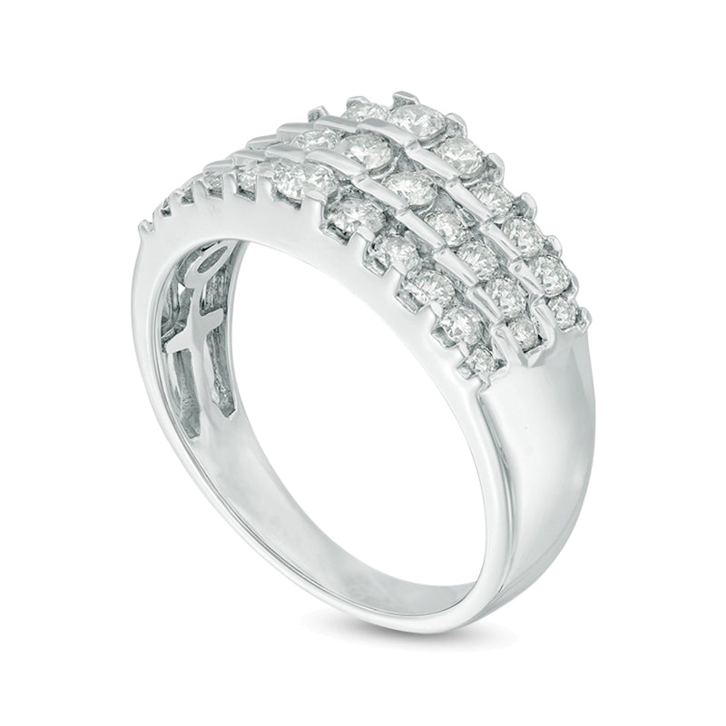 1.0 CT. TW Diamond Three Row Tiered Band in 14K White Gold