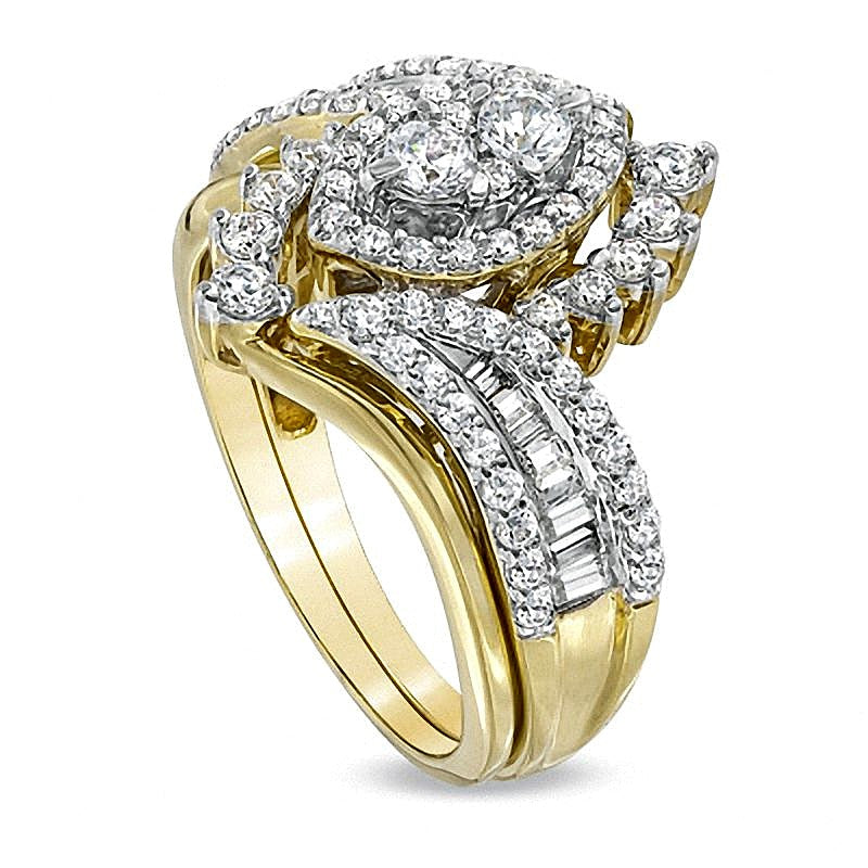 1.0 CT. TW Diamond Marquise Cluster Bridal Set in 14K Gold