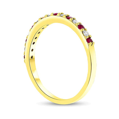 Ruby and 0.17 CT. TW Diamond Alternating Band in 14K Gold
