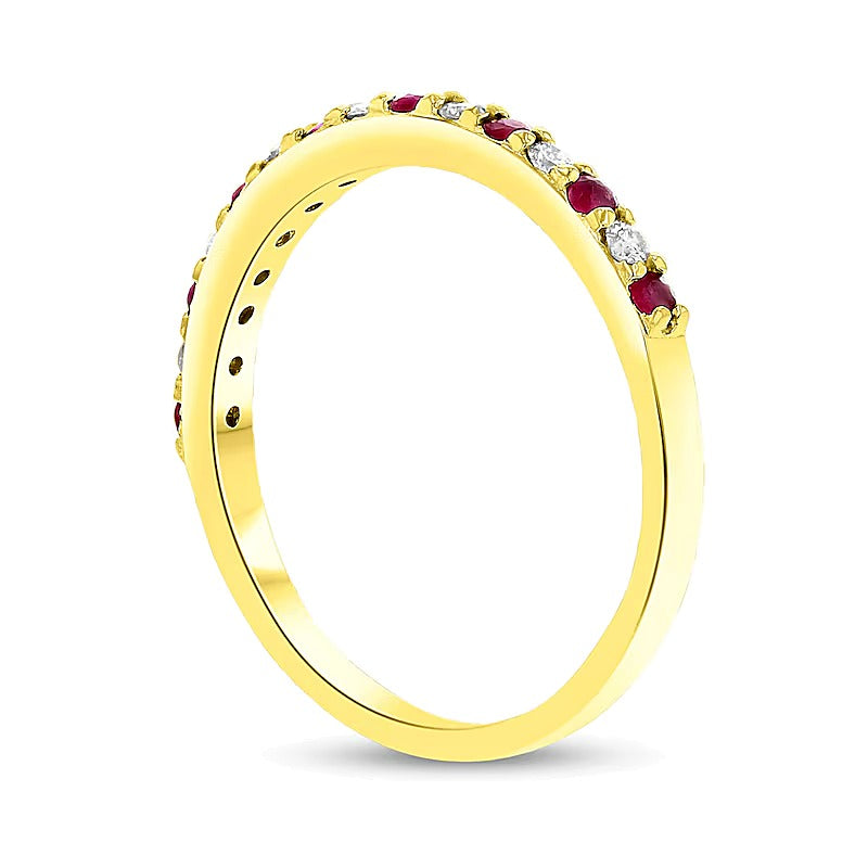Ruby and 0.17 CT. TW Diamond Alternating Band in 14K Gold