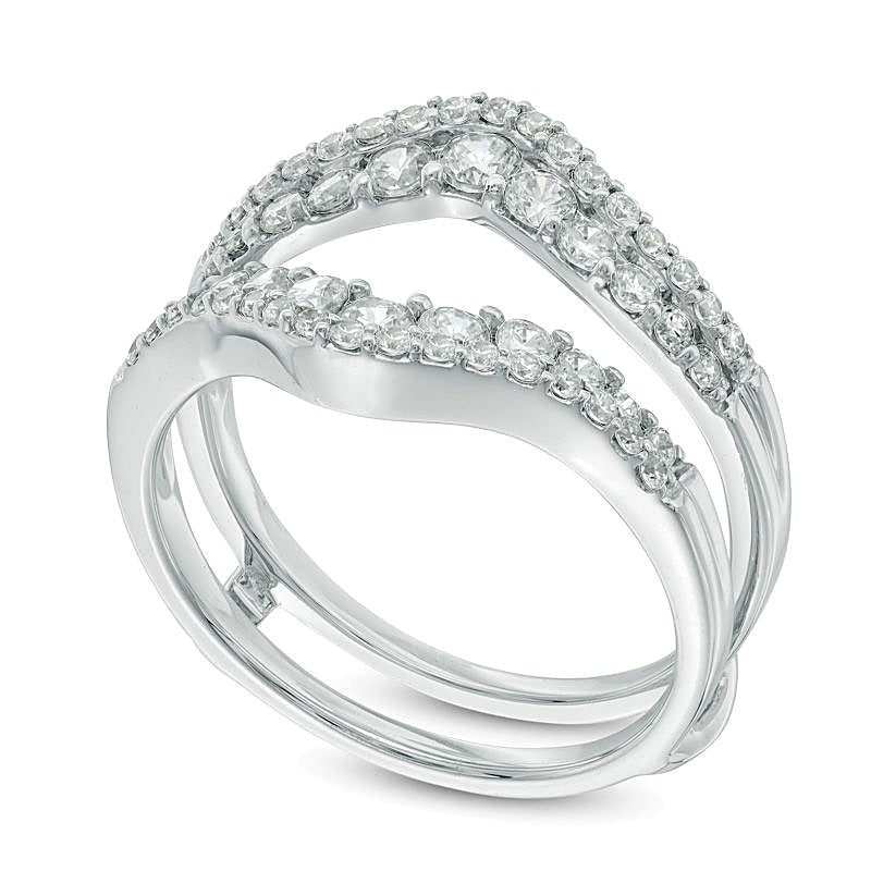 1.0 CT. TW Diamond Chevron Solitaire Enhancer in 14K White Gold
